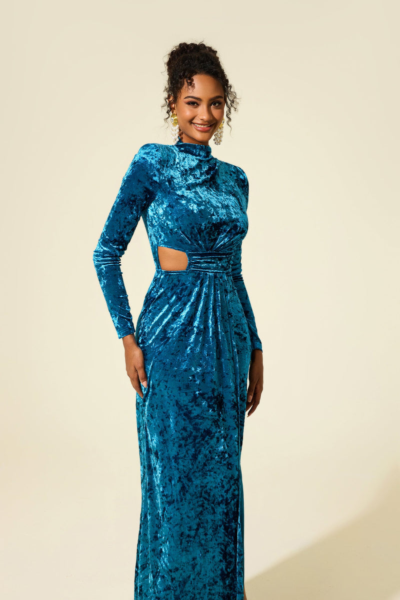 Velvet Cut-out Midi Dress