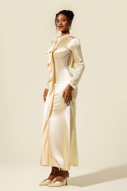 Frill Cut-out Midi Dress