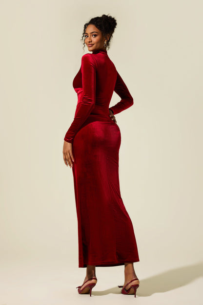 Velvet Knotted Midi Dress
