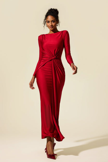 Jersey Ruched Midi Dress