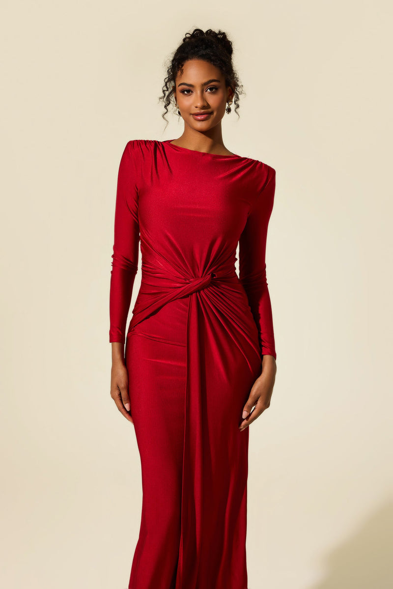 Jersey Ruched Midi Dress