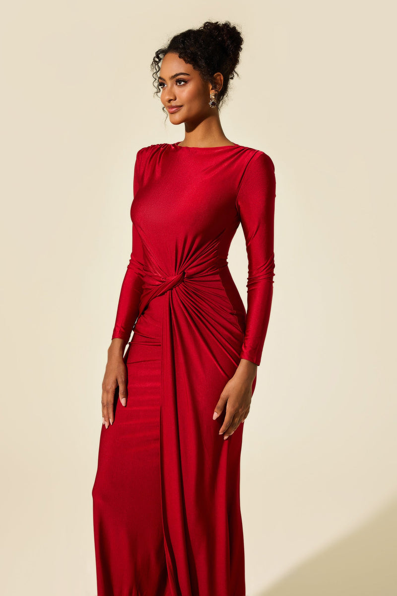 Jersey Ruched Midi Dress