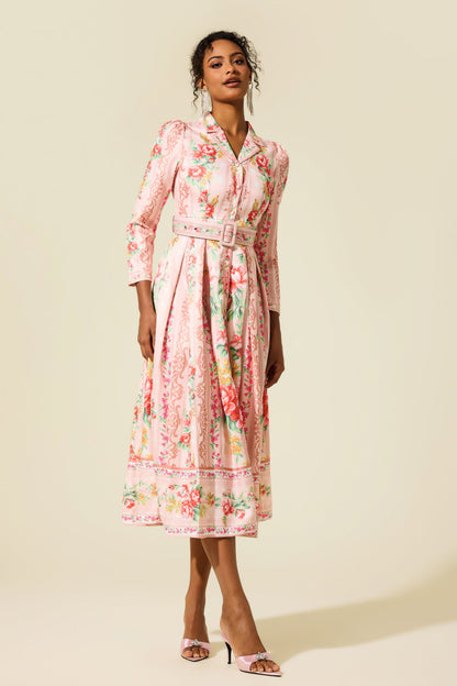 Long Sleeve Midi Dress With Belt