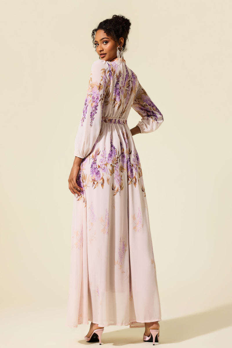 Lantern Sleeve Maxi Dress With Belt