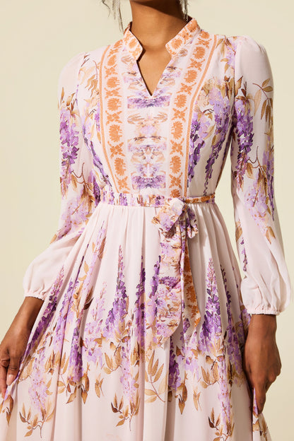 Lantern Sleeve Maxi Dress With Belt
