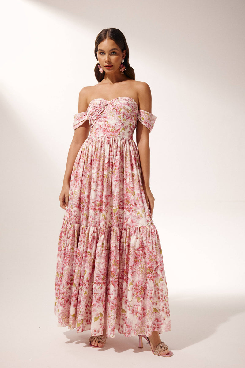 Casey Printed Pleated Midi Dress