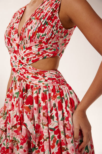 Muriel Printed Cut-out Maxi Dress