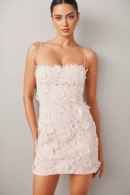 Oswia Pink Lace Mini Dress
