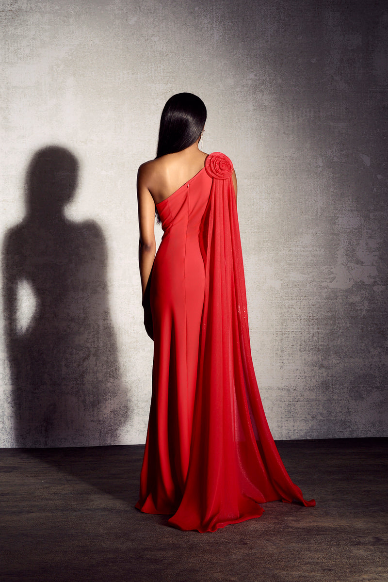 Norma Applique One Shoulder Maxi Dress