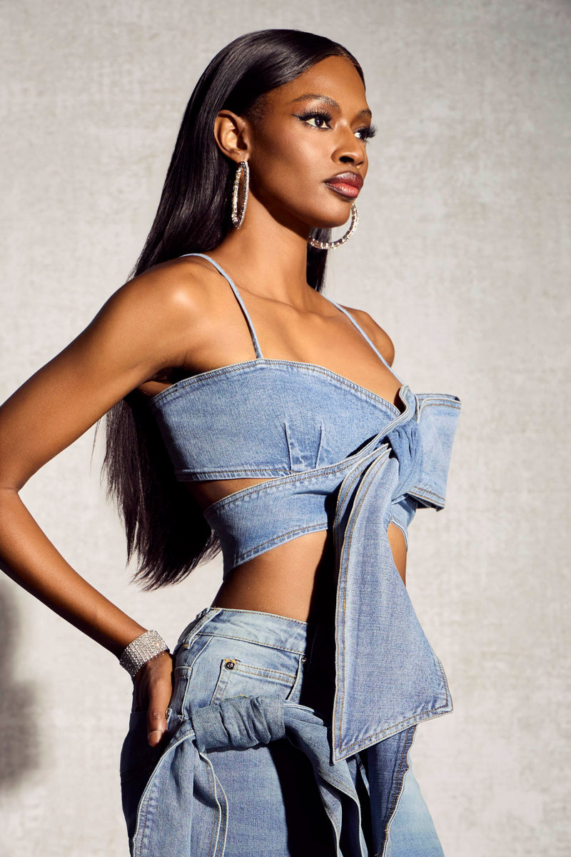 Sabrina Bowknot Denim Top/pants