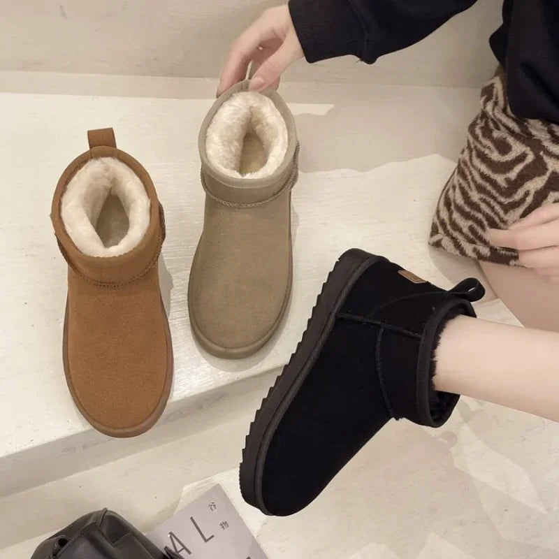 New Stylish Thickened Warm Short Tube Non-slip Black Snow Boot