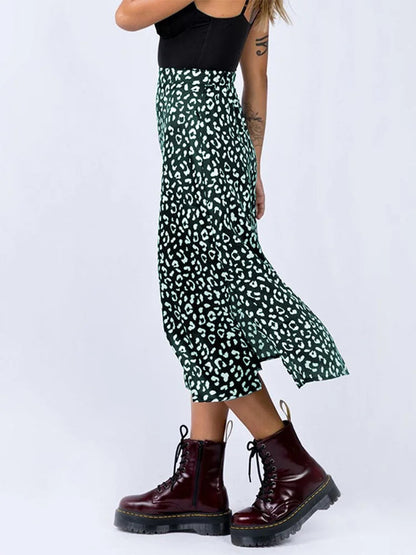 Dressbetty - Leopard Print Chiffon Split Skirt