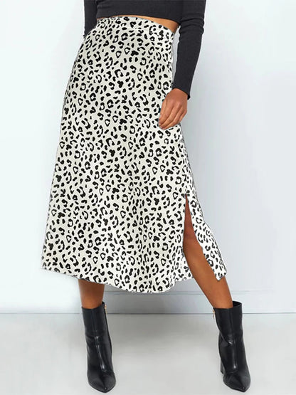 Dressbetty - Leopard Print Chiffon Split Skirt