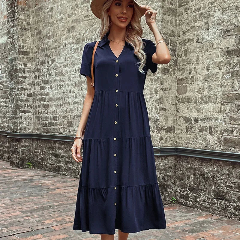 Summer Hepburn French Maxi Party Club Midi Dresses