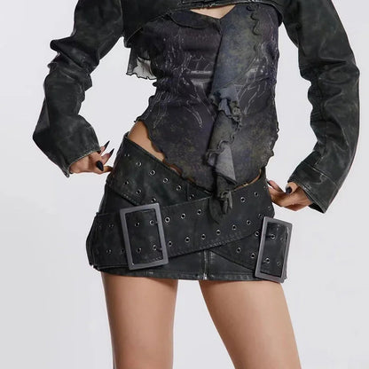Retro Zipper High-waist Skirt