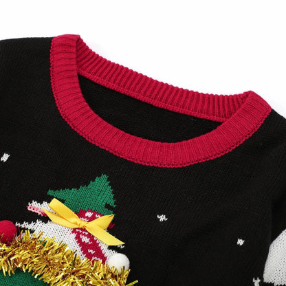 Red O-neck Loose Pullover Christmas Sweater