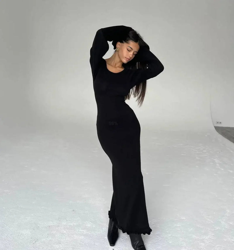 Backless Slim Comfortable Lace-up Female Midi Dresses