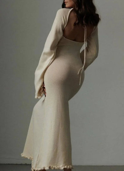 Backless Slim Comfortable Lace-up Female Midi Dresses