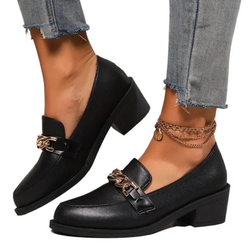 Black Platform Slip on Leather Designer Boat Flats Oxfords Loafers