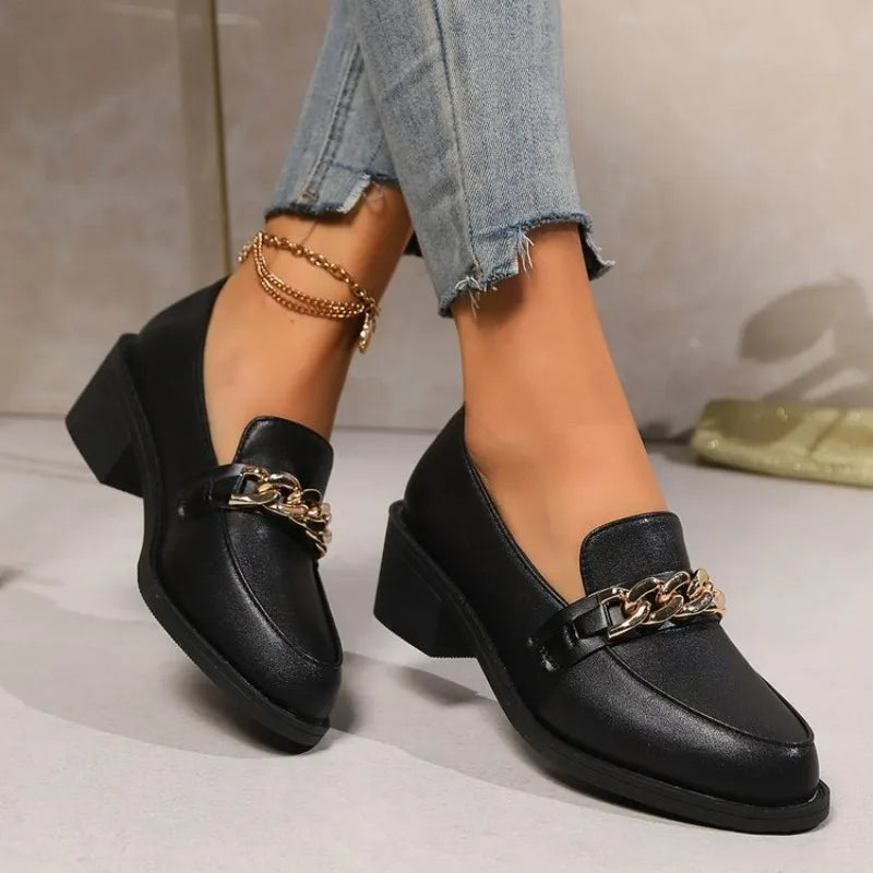 Black Platform Slip on Leather Designer Boat Flats Oxfords Loafers
