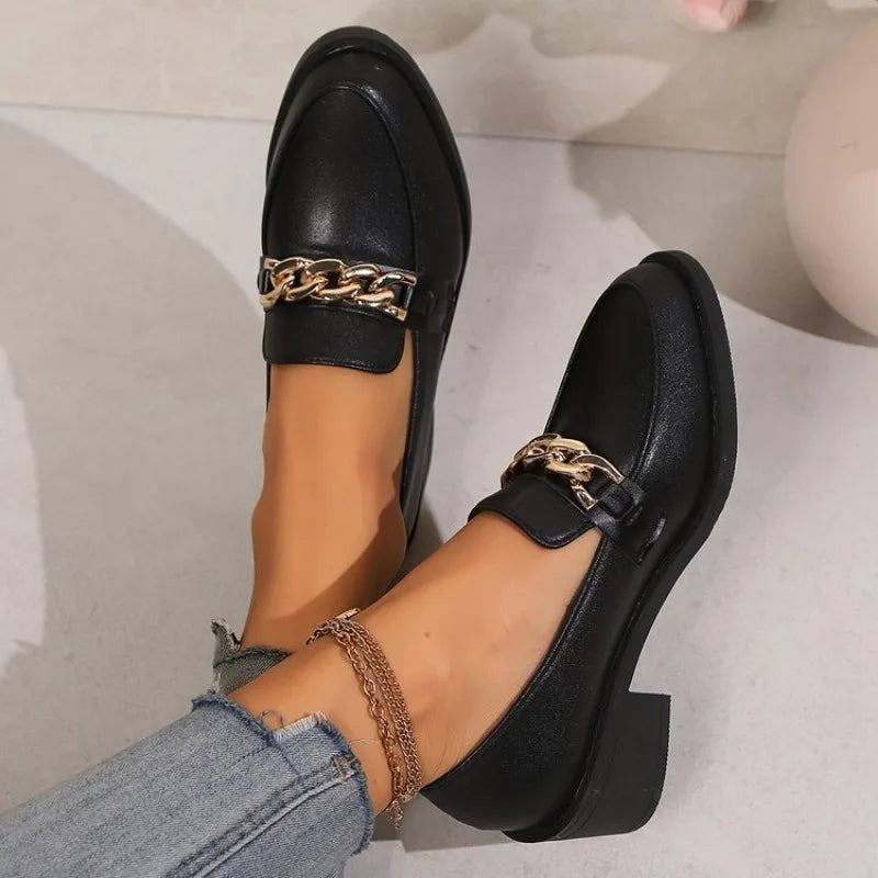 Black Platform Slip on Leather Designer Boat Flats Oxfords Loafers