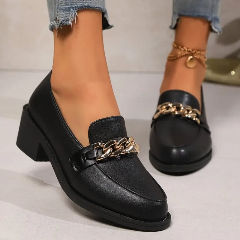 Black Platform Slip on Leather Designer Boat Flats Oxfords Loafers