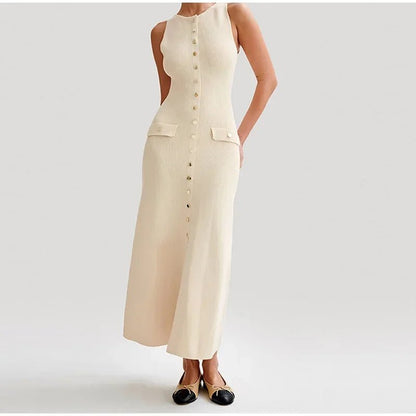 Stylish Sleeveless Bodycon Knitted Long Dress for
