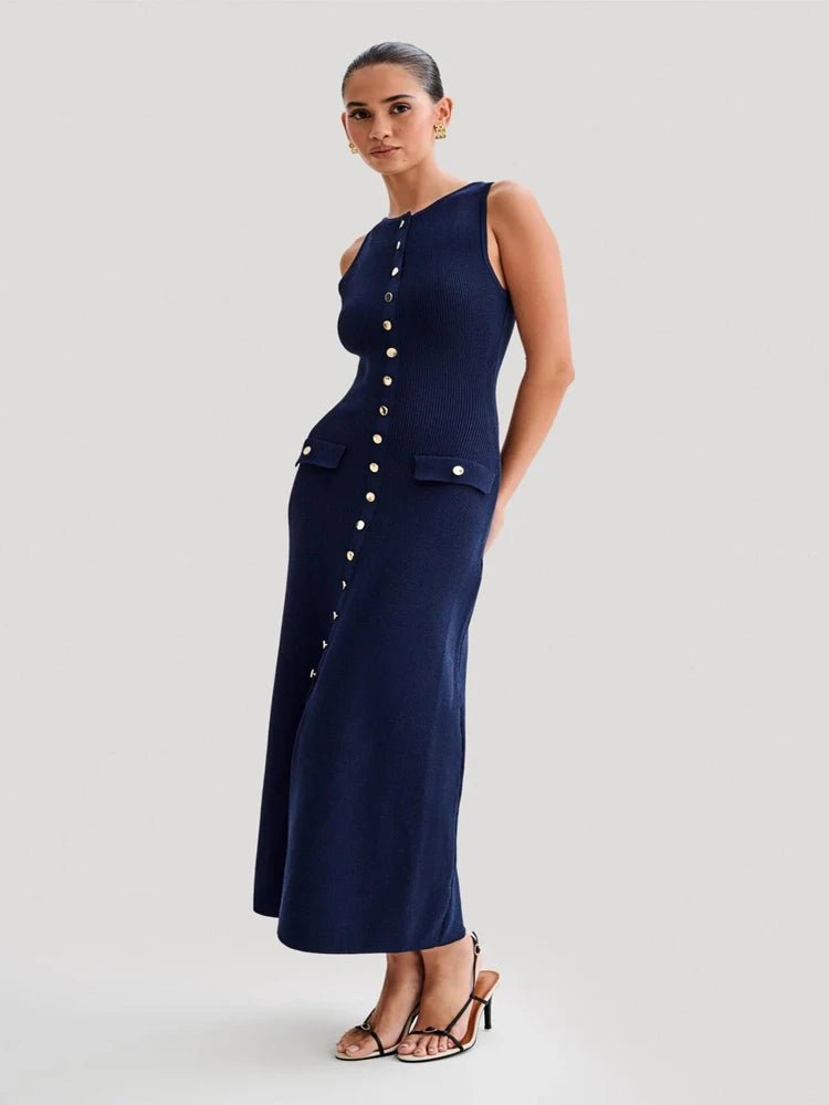 Stylish Sleeveless Bodycon Knitted Long Dress for