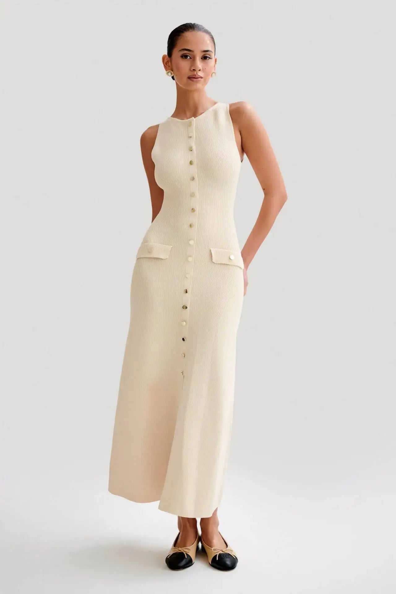 Stylish Sleeveless Bodycon Knitted Long Dress for