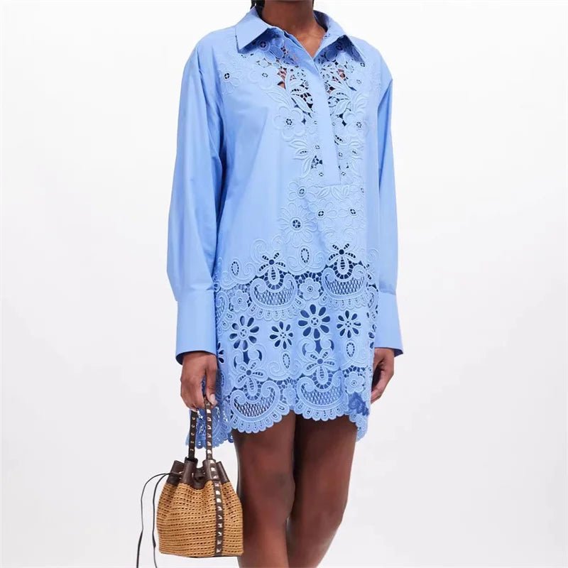 Embroidered Mini Dress in Cotton - Perfect for Summer