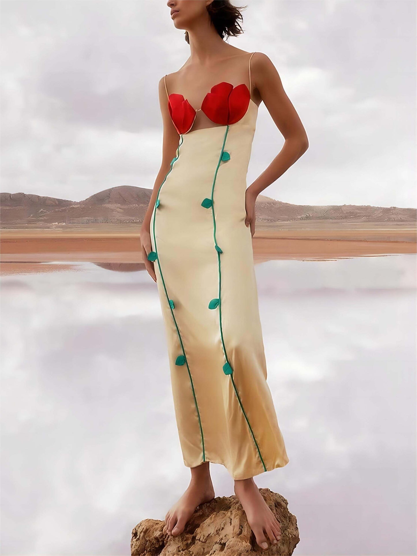 Fashionable and Sleeveless Contrast Patchwork Maxi Dresses