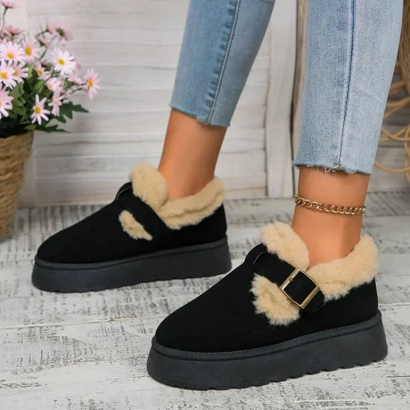Fashionable Plush Flat Stylish Cozy Non-slip Round Toe Snow Boot