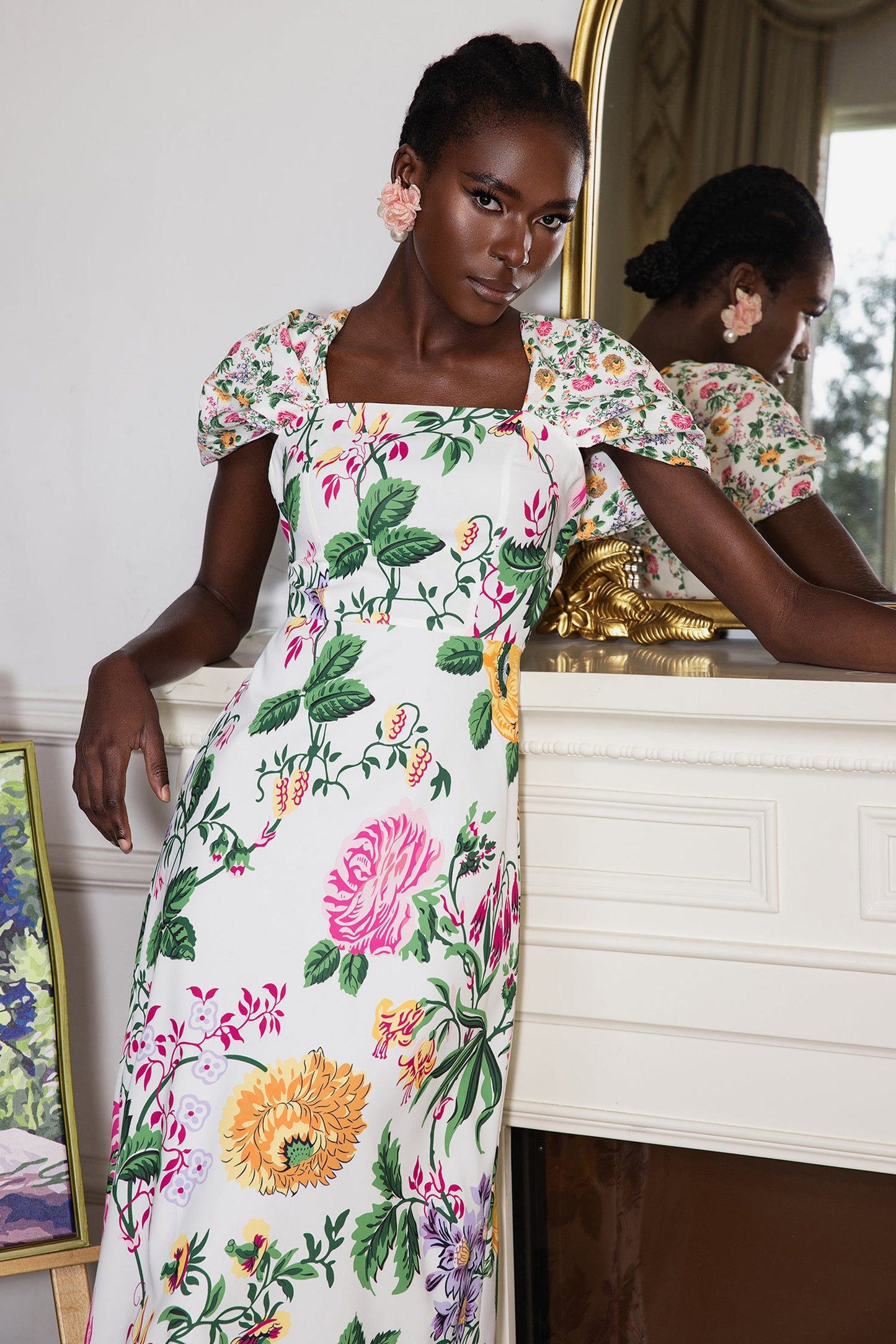 Bow Draped Short Sleeve Midi Dress