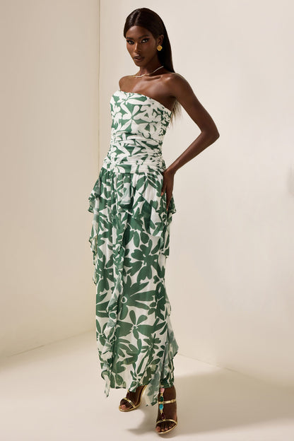 Ruched Strapless Midi Dress