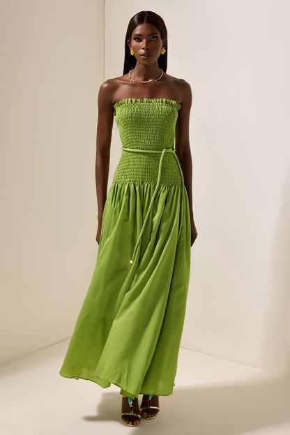 Smocking Sleeveless Midi Dress