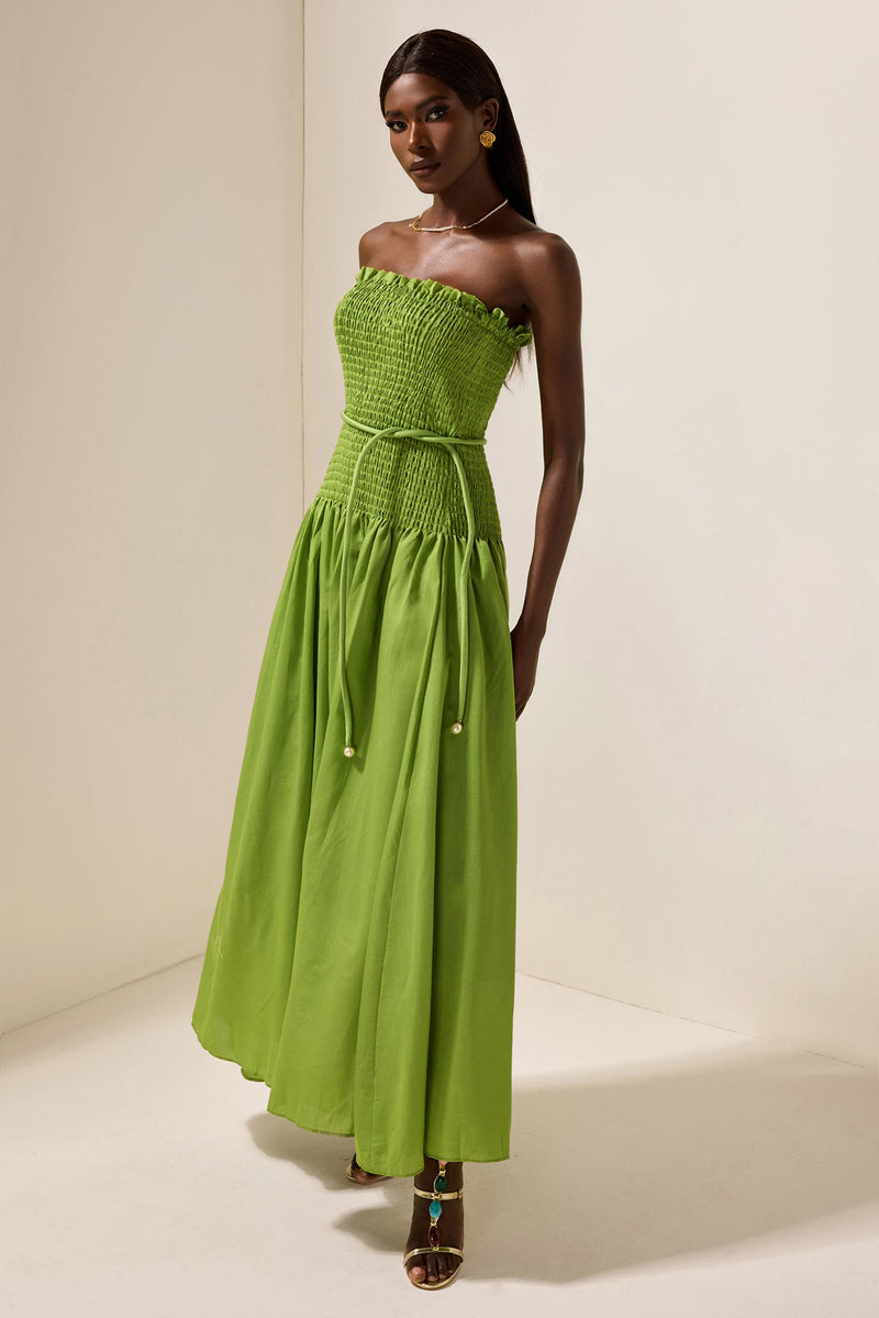 Smocking Sleeveless Midi Dress
