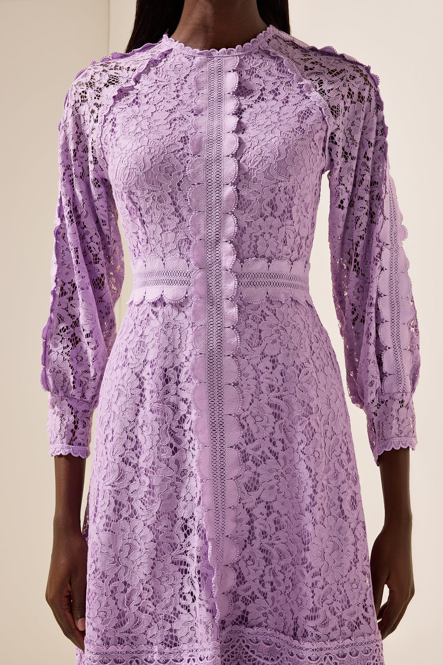 Embroidered Frill Midi Dress