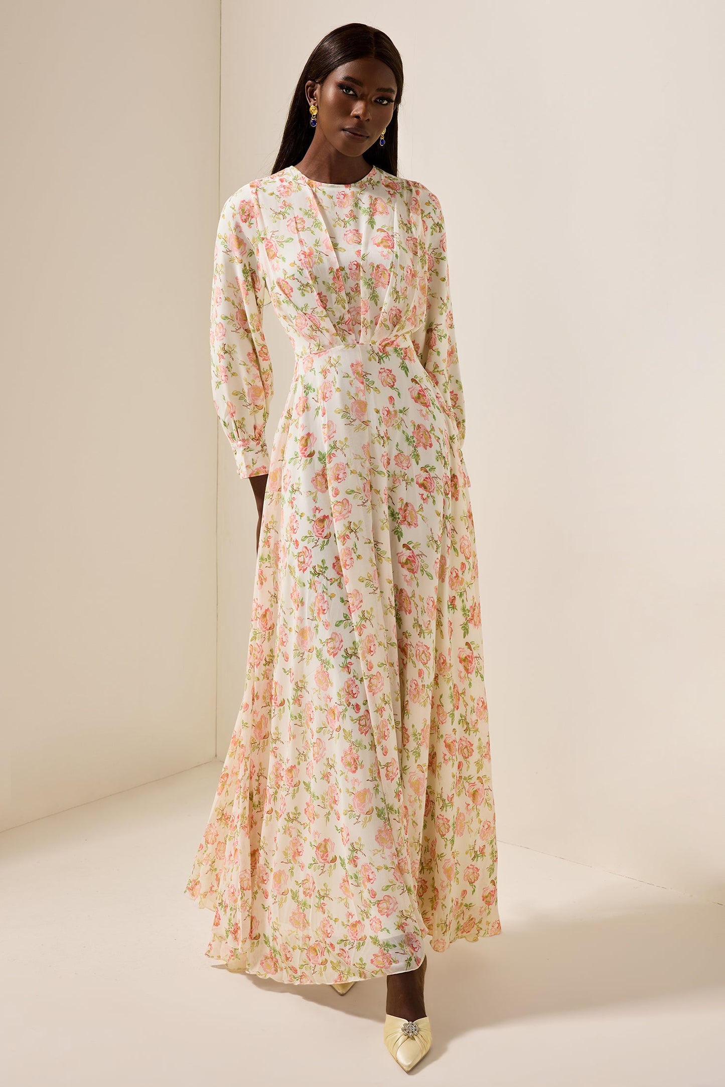 Chiffon Long Sleeve Maxi Dress