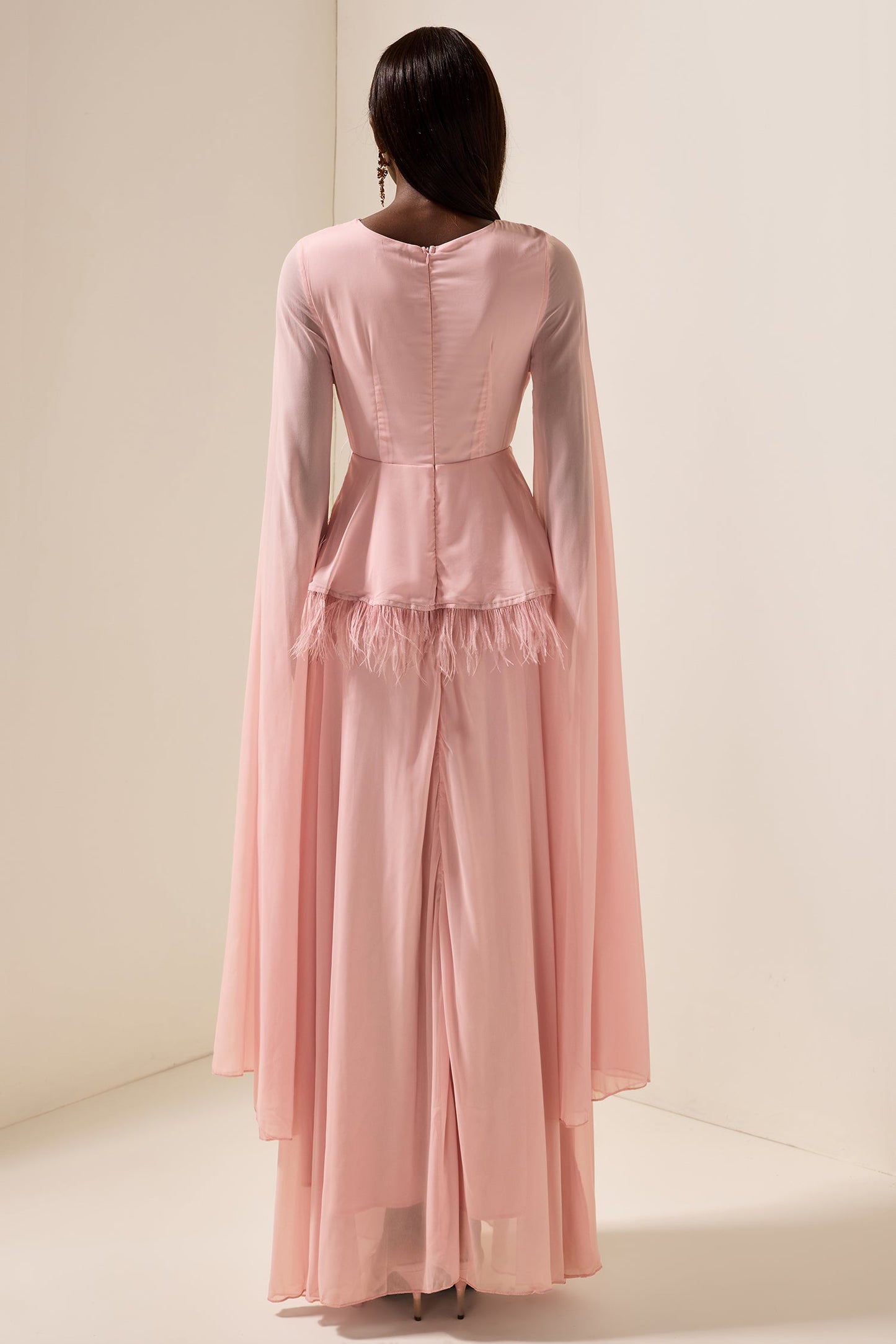 Embroidered Feather Maxi Dress