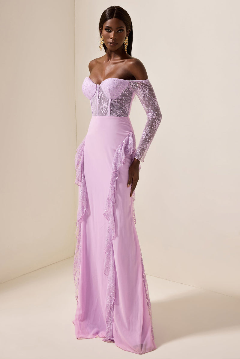 Lace Off-shoulder Maxi Dress