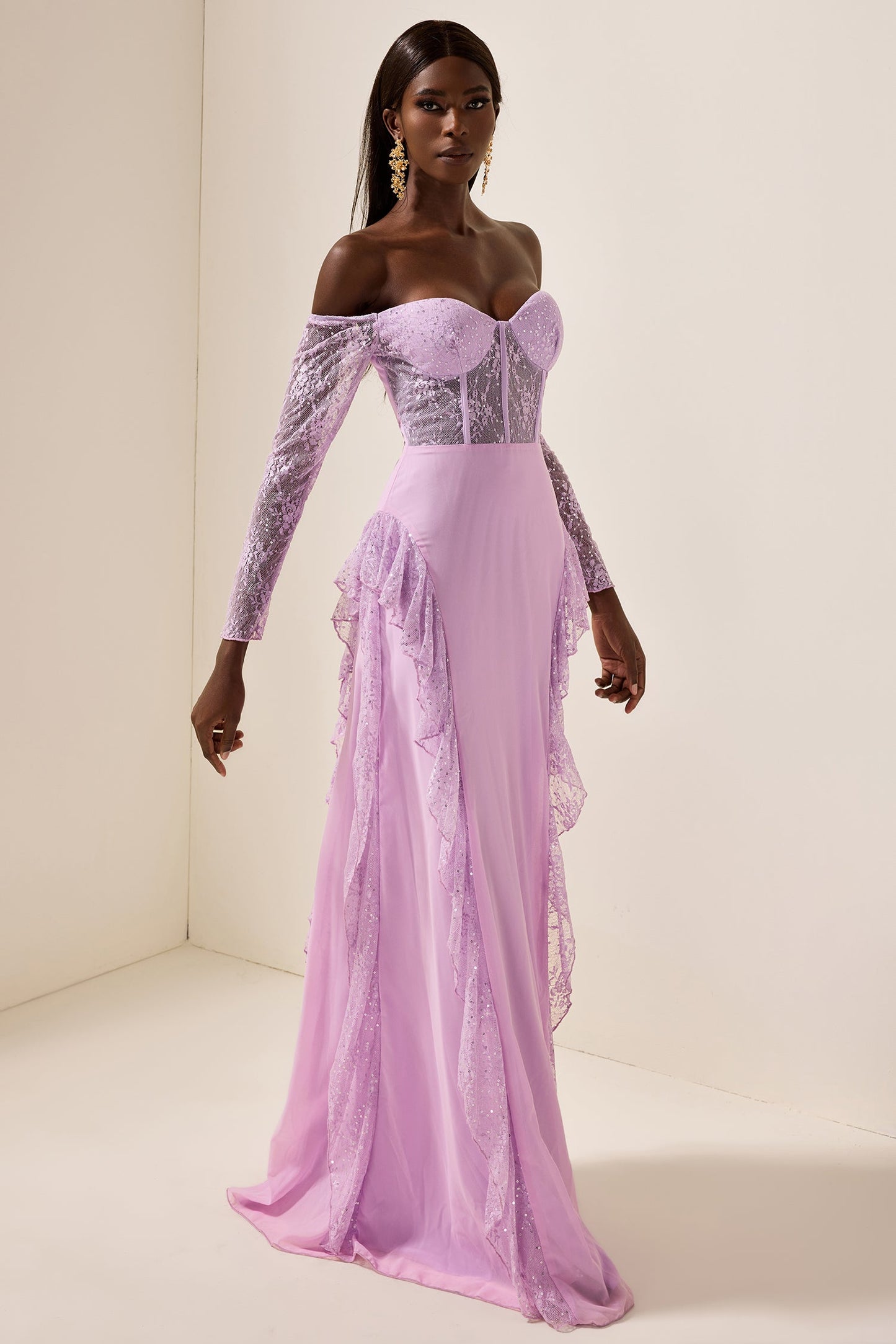Lace Off-shoulder Maxi Dress