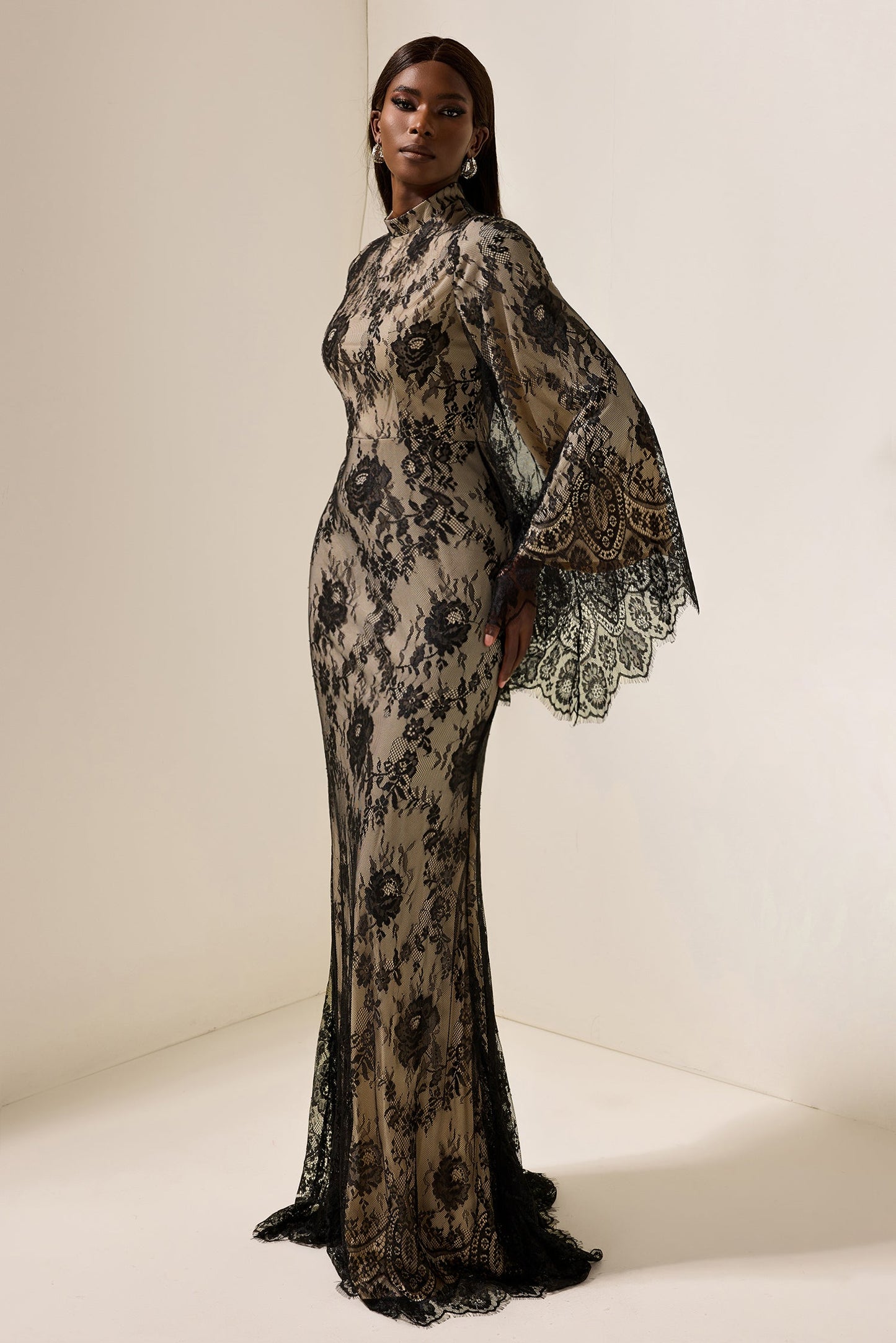 Lace Long Sleeve Midi Dress
