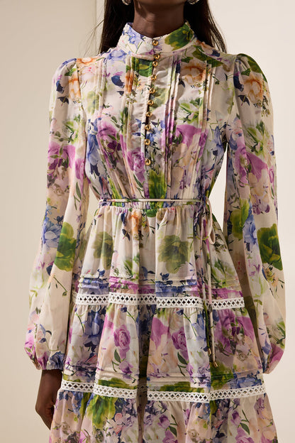 Long Sleeve Stand Collar Mini Dress