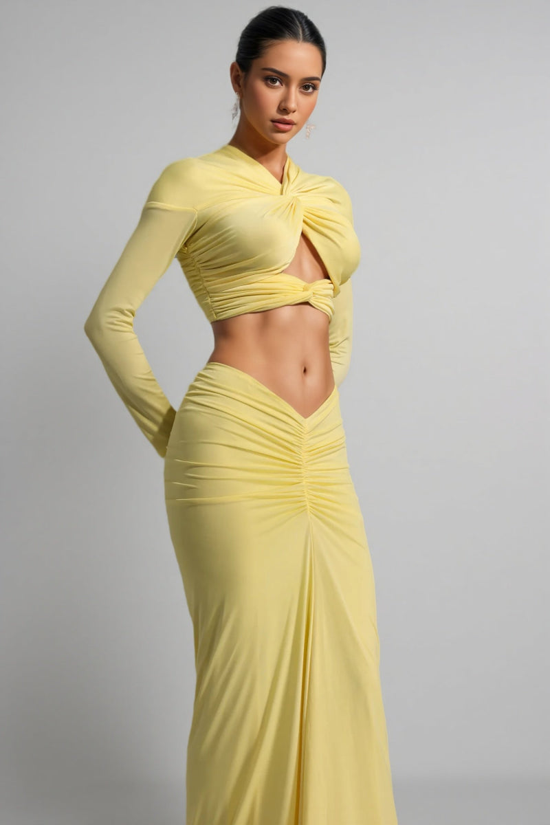 Raelse Long Sleeve Twisted Maxi Dress