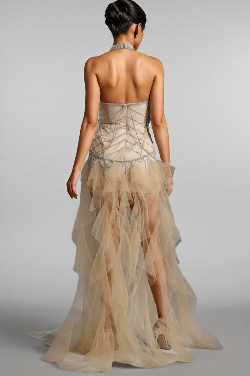 Daelad Sleeveless V-neck Sequin Tassel Maxi Dress