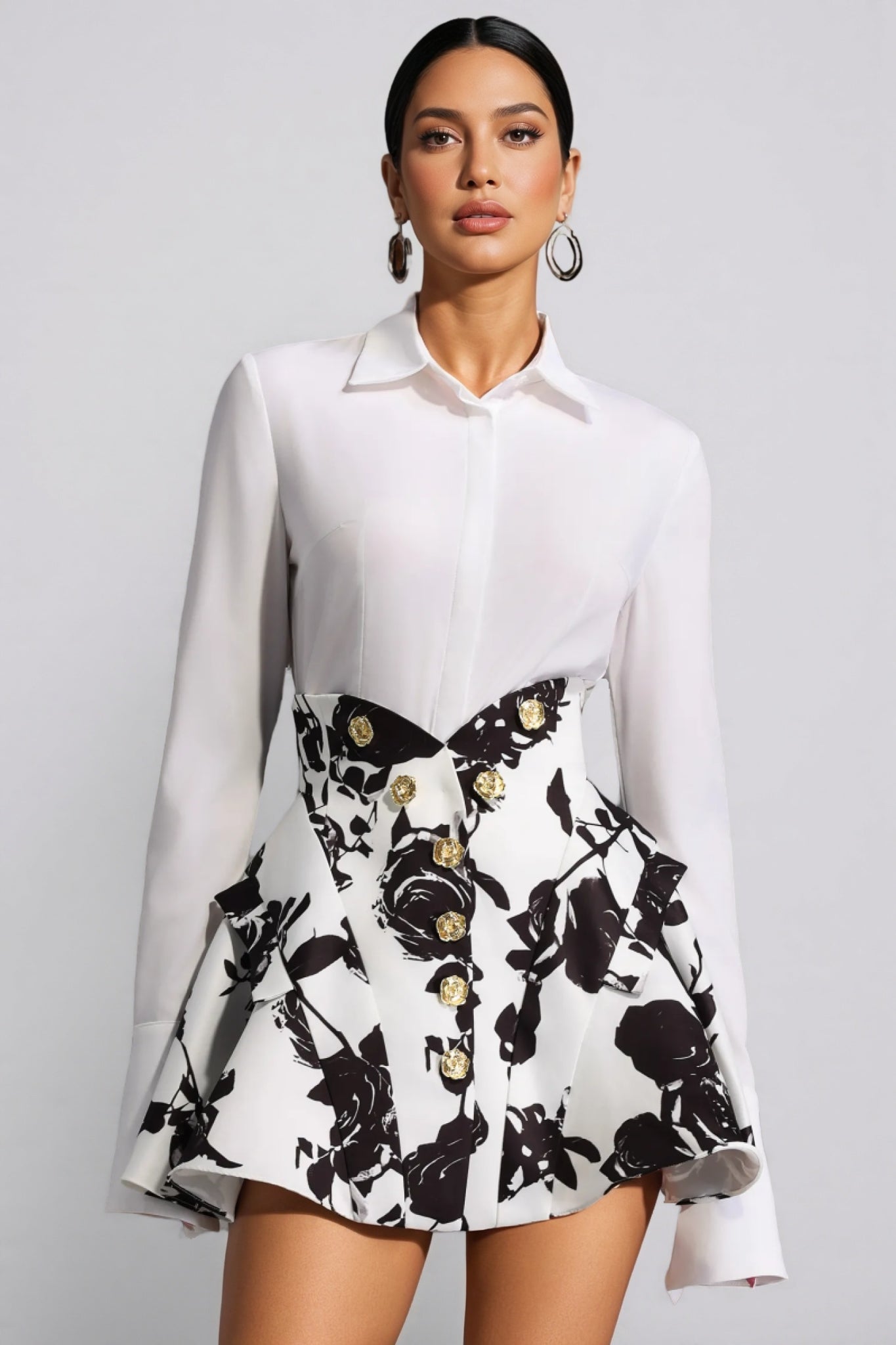 Zylah Long Sleeve Printing Mini Two-piece Set
