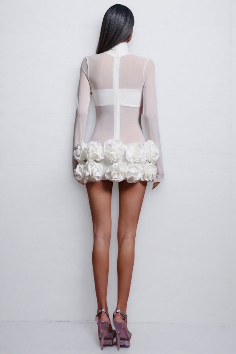 Willia Long Sleeve Flowers Mini Dress
