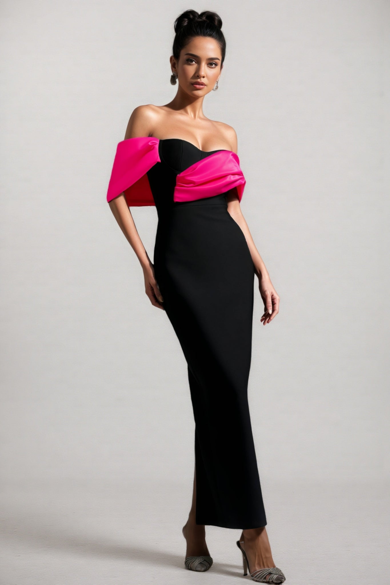 Cadao Off-the-shoulder Fold Bandage Maxi Dress