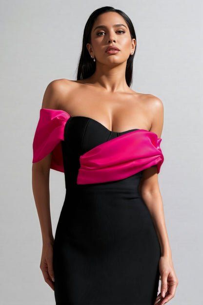 Cadao Off-the-shoulder Fold Bandage Maxi Dress