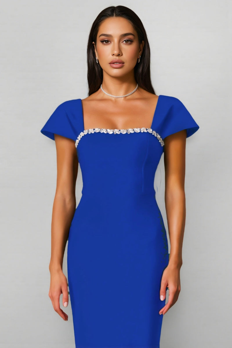 Gloria Blue Diamond Bandage Maxi Dress